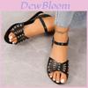 Fish Mouth Ethnic Style Rivet Hollow Flat Buckle Sandals Women's Outdoor Beach Slippers