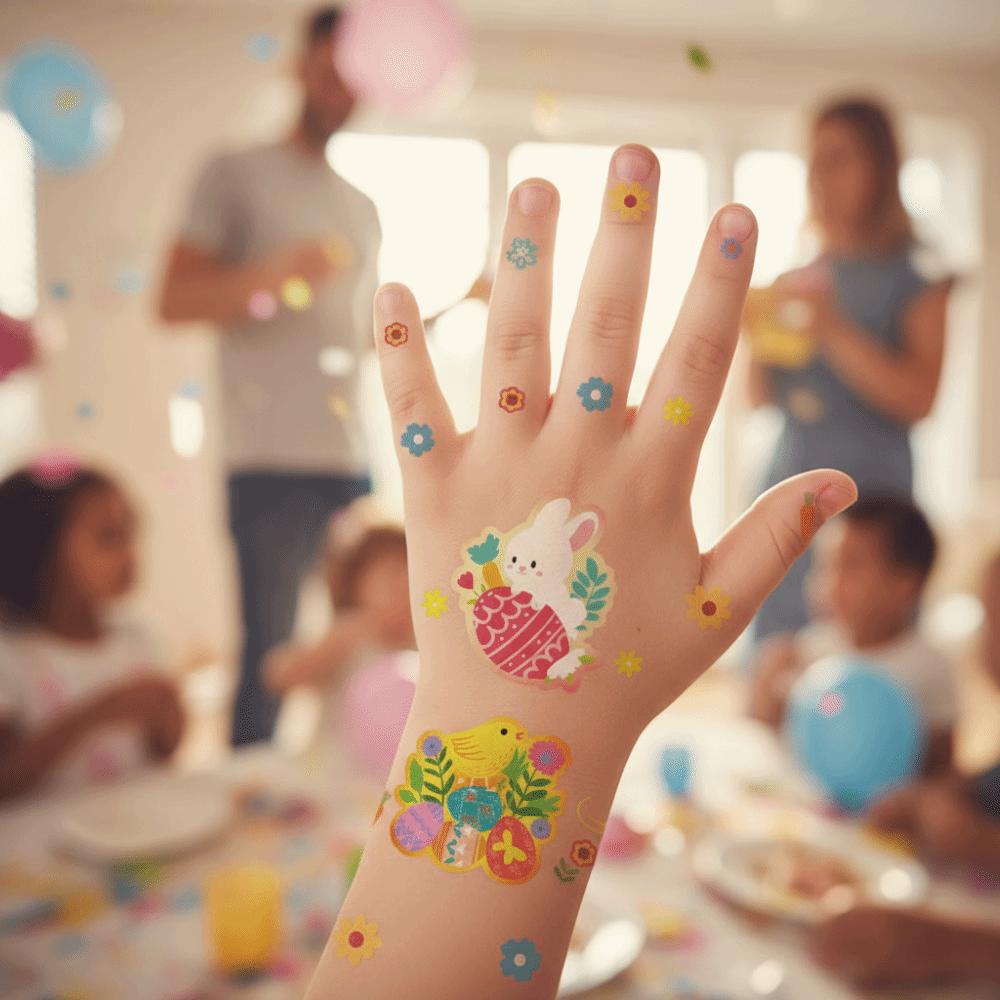 Wrist Arm Face Leg Face Temporary Tattoo Rabbit Carrot Eggs Flower Freckle Tattoo Easter Day