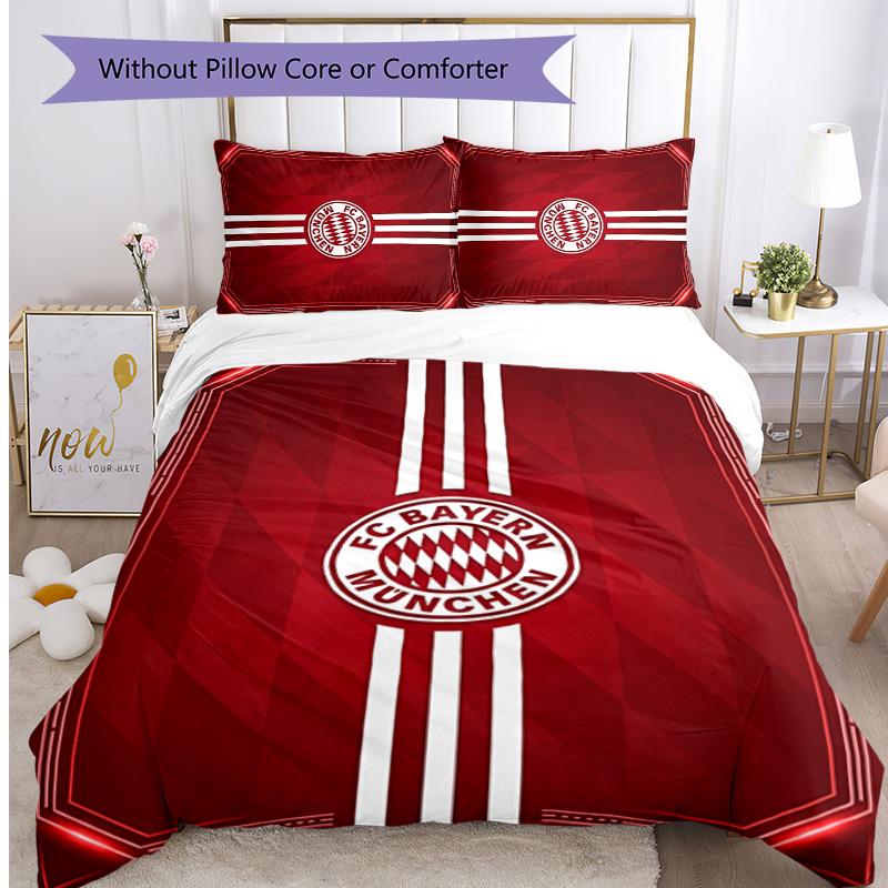 Set Biancheria da Letto 3 Pezzi Stampato Bayern Monaco Traspirante Copripiumino con Federe Biancheria da Letto Decorativa per Camera da Letto Casa