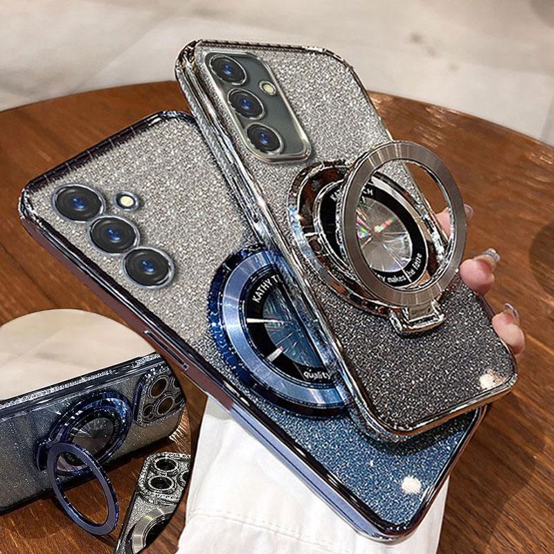Pouzdro Samsung S24FE Luxury s držákem Glitter Case Pro Samsung Galaxy A15 A25 A35 A24 A14 S23 Plus Note20 Ultra A52 držák pouzdra