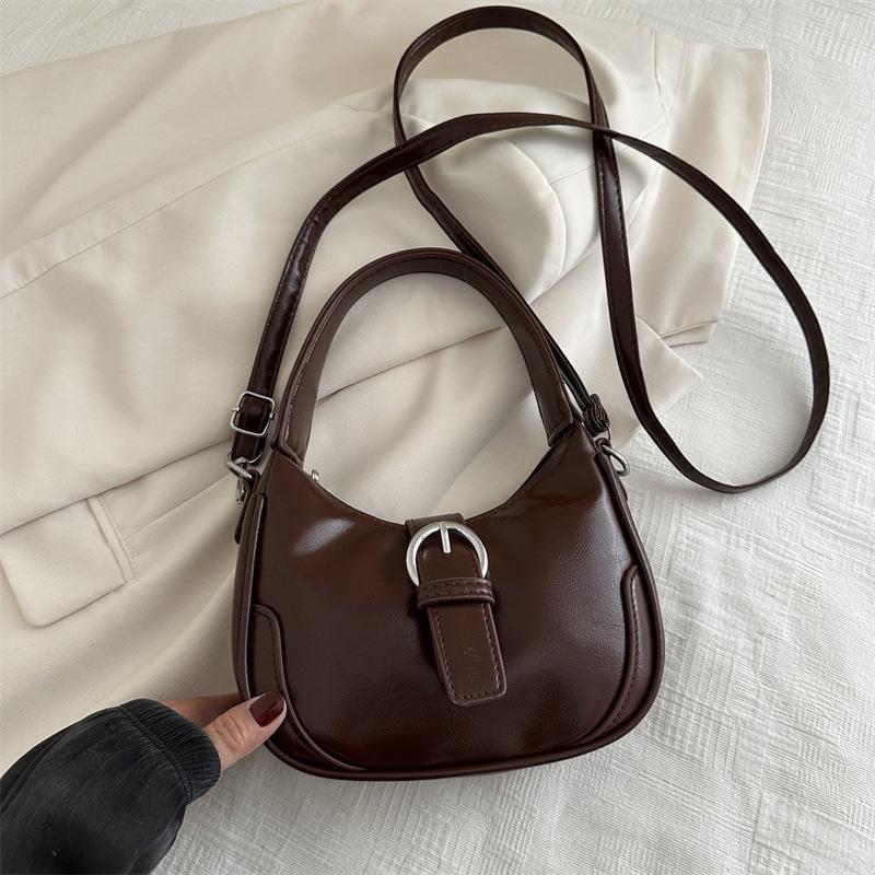 

Украшение ремнем простая сумочка женская 2025 новый тренд универсальная на одно плечо сумка-мессенджер сумка-пельмень коричневый