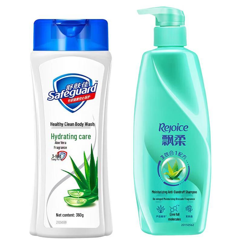 Safeguard Aloe Vera Shower Gel & Rejoice Anti-Dandruff Shampoo Set