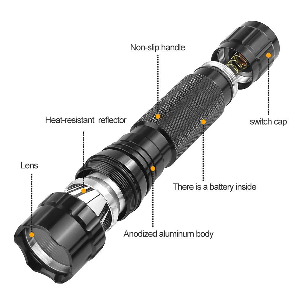 Tactical Flashlight High Brightness Waterproof LED Flashlight with Mounting Ring with 20mm Remote Push Switch Included (1200 Lumens, LED), (Compatible