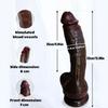 33cm Huge Realistic Silicone Dildo, Flesh & Black Coffee Thick Penis Toy with Strong Suction Cup, Soft Skin Feel G-Spot Stimulator