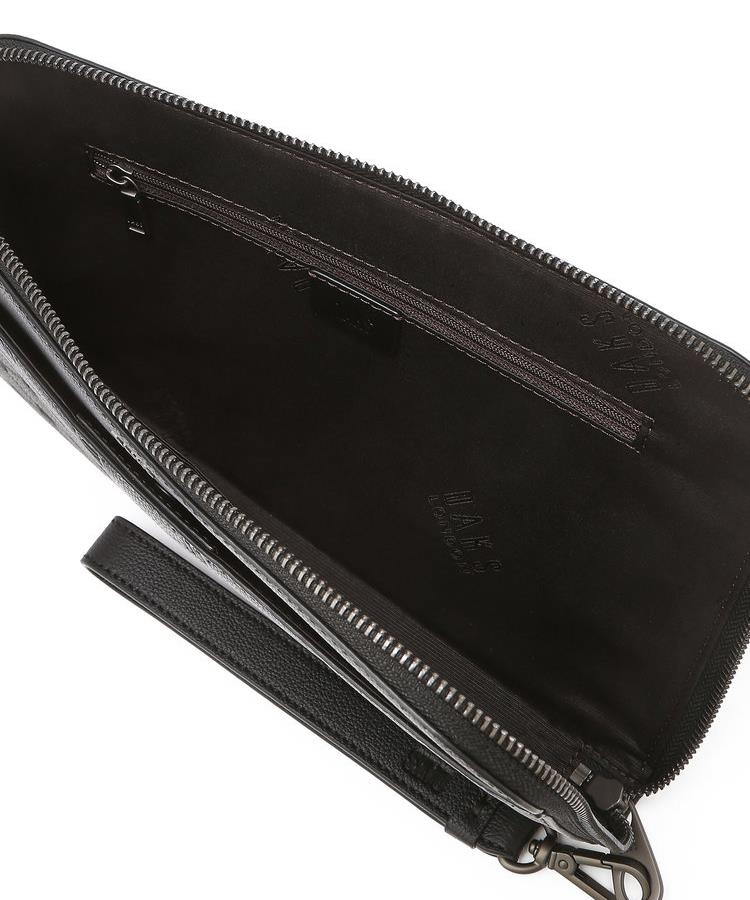 Daks Men'S Accessories Black Lolo Pattern Cowhide Clutch Bag Dbba6F006Bk