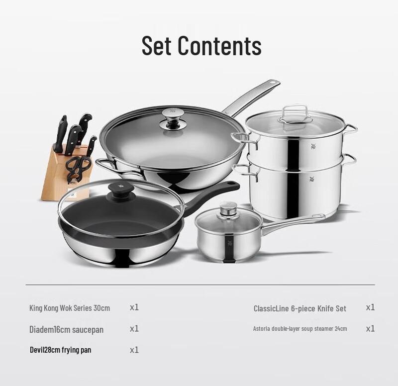 WMF 11-Piece Stainless Steel Cookware & Knife Set