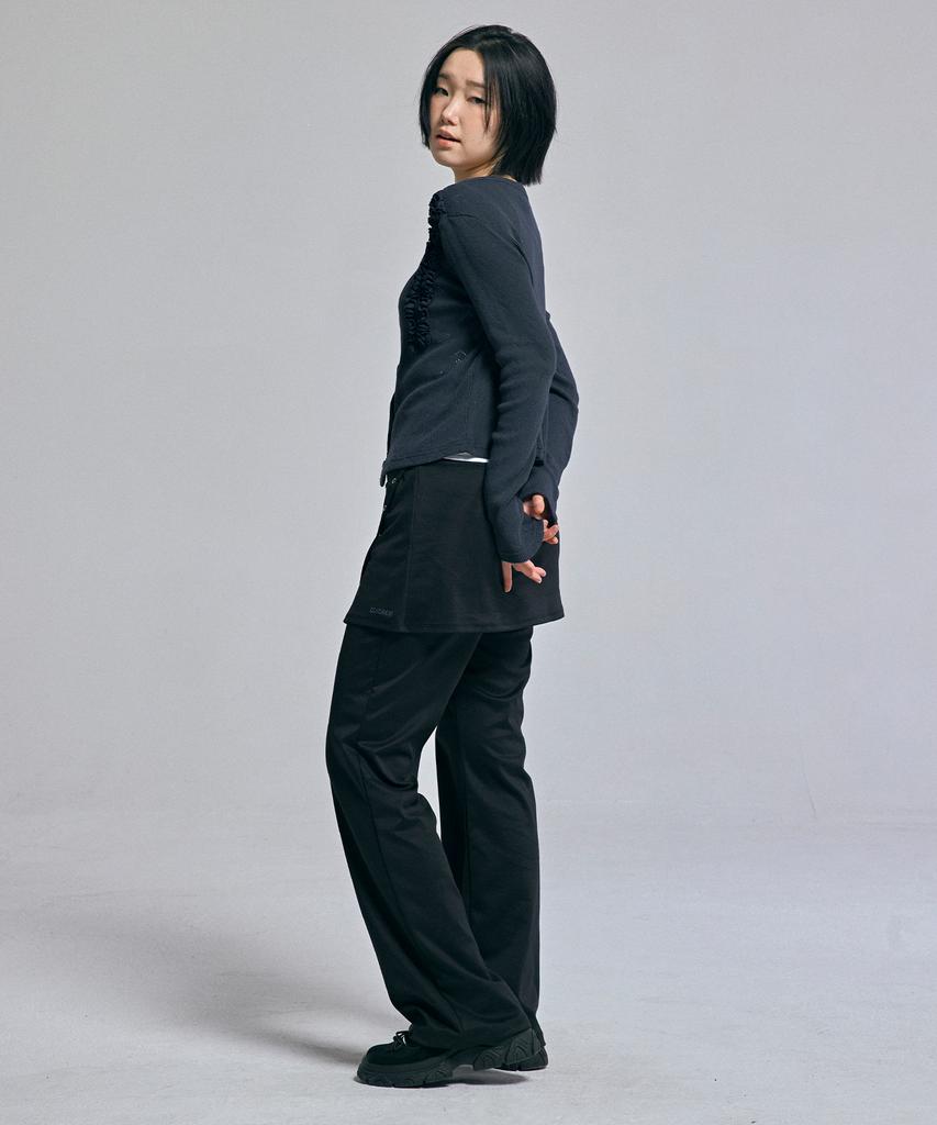 AWESOME STUDIO Layered Skirt Pants Black