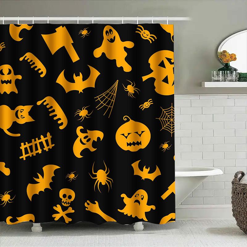 

Tuniu Halloween Black Bat Ghost Spooky Shower Curtain Bathroom Decor 150X180Cm W60H190(CM)-1 Pcs