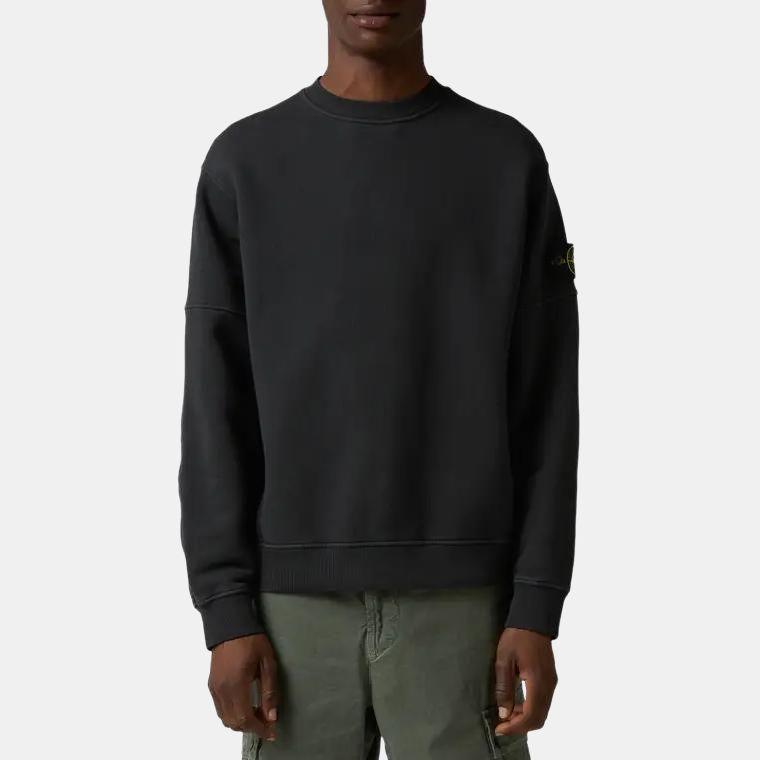 STONE ISLAND Ss25 Solid Color Long Sleeve Crew Neck Sweatshirt Men Sweatshirt Black K1S1561000-32S0045-V0129