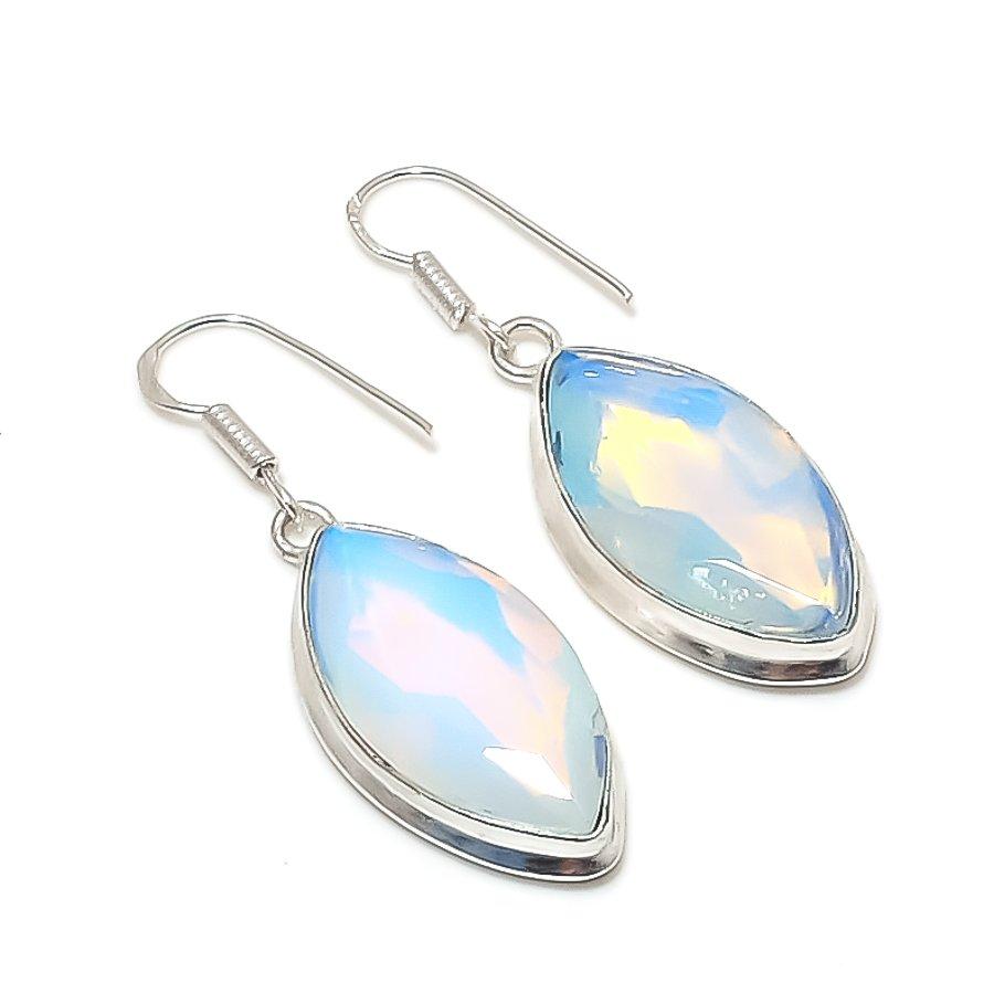 Natural Milky Opal Gemstone 925 Sterling Silver Jewelry Earring 1.85  AE-11941