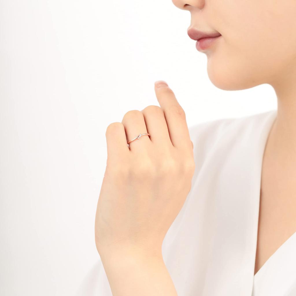 ESTELLE Official 10K Pink Gold with Size Women's Ring, Diamonds, 9, 0130-2961-0029-0009