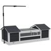 PawHut Tortoise House Outdoor Tortoise Enclosure 2 Niches Adjustable Lamp Holder Solid Wood 120 X 56.5 X 43 Cm Gray