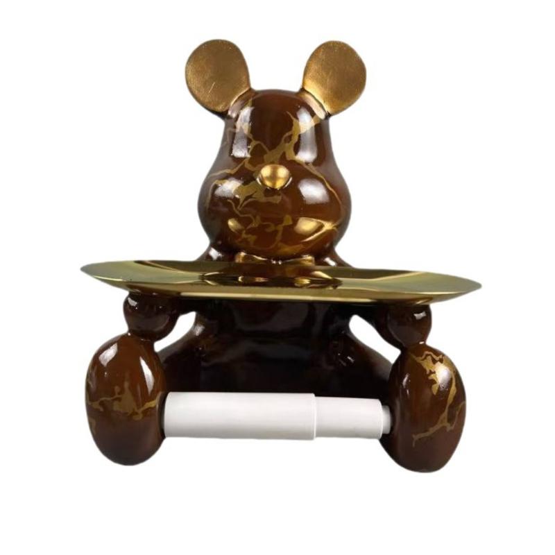 

Creative Brown Teddy Bear Toilet Paper Holder Modern Home Shoe Cabinet Entrance Key Storage Tray High Quality 22x13x24cm коричневый