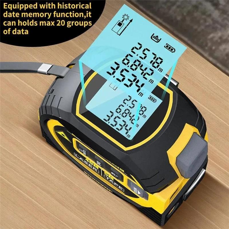 Laser Tape Measure Meter Building Measurement Device 3in1 Laser Rangefinder 5M Tape 60M Laser Measure with LCD Digital Display