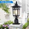 17.6' Outdoor Post Light, 2-Pack, Black Waterproof Column Lantern with Glass for Garden Path