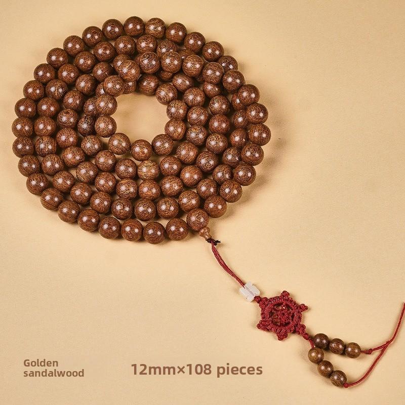 Goldenes Seiden-Sandelholz Armband 2.0 Altes Material Holz Buddha Perlen Armband für Männer und Frauen Paarschmuck Sandelholz Rosenkranz Kultureller Spielschmuck