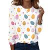 Women's daily casual long sleeved Easter printed round neck top