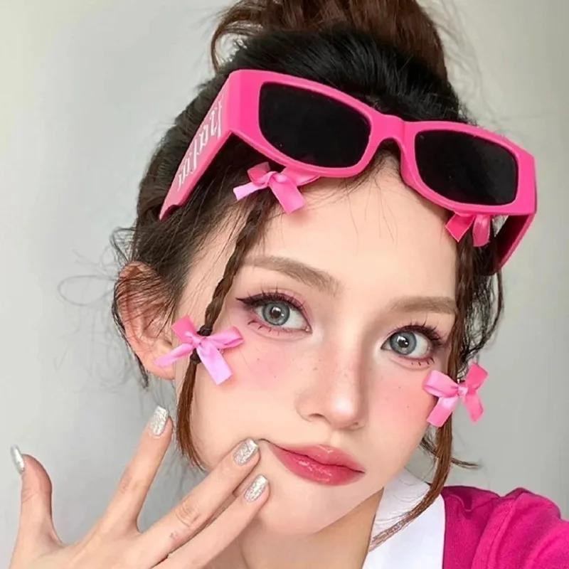 4pcs Fashion Sunglasses Male Female  Black Frame Letter Palm Hip-hop Trend Brand High-end Sense Face-lift Sunglasses Party