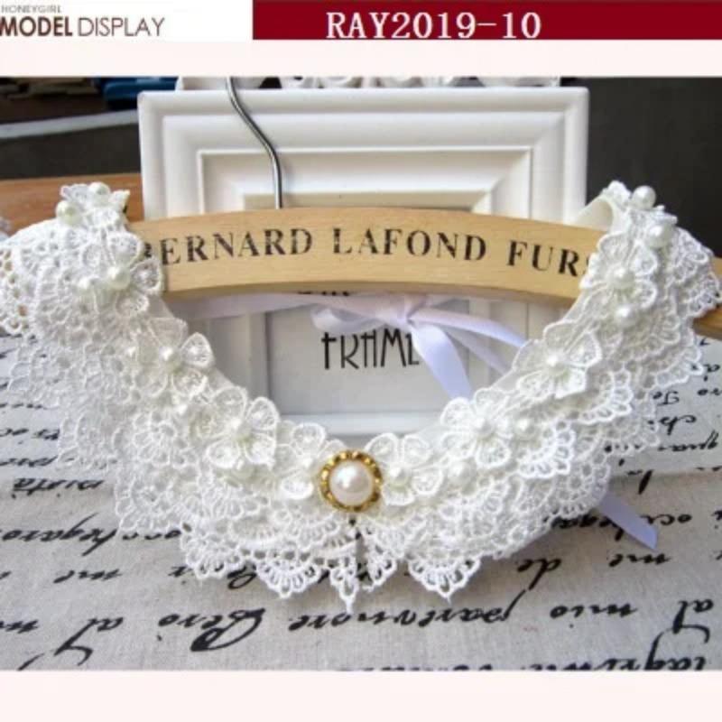 1PCS Lace Collar Flower Decoration DIY Embroidery Pearl Clothes Collar Stereoscopic Hollow Embroidery Fake Collar Wearable Colla
