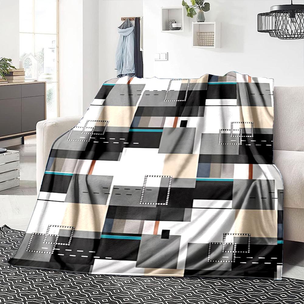Abstract Geometric Blanket Soft Throw Blanket For Home Bedroom Bed Sofa Travel Office Solid Christmas Blanket