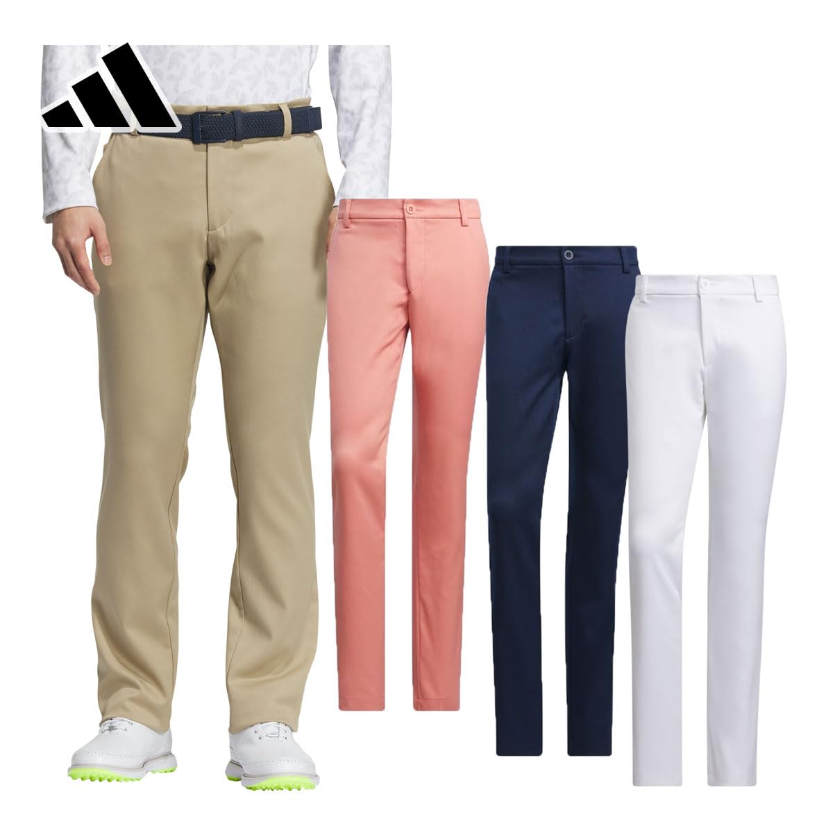 

Мужские брюки для гольфа Adidas Golf полной длины с вышивкой на спине, 5 карманами и водоотталкивающим дизайном, цвет College Navy