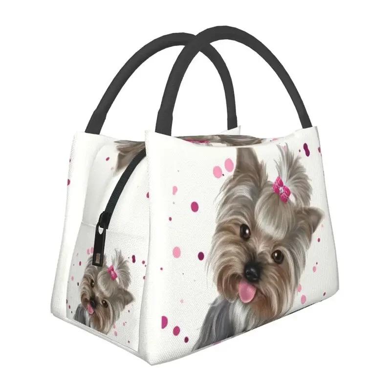 Yorkshire Terrier Insulated Lunch Bags for Outdoor Picnic Cute Yorkie Dog Resuable Thermal Cooler Bento Box Women