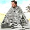 210*130cm Outdoor Survival Emergency Blanket Aluminum Film Outdoor Warmthemergency Sleeping Bag Multifu Windproof Rescue Blanket