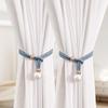 2Pcs Pearl Curtain Tiebacks, Curtain Pearl Tiebacks, Decorative Fixings, Rope Curtain Tiebacks No Punch Adjustable Pull-Outs