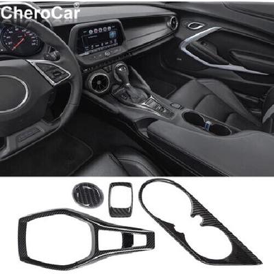 Konsolen-Schaltpanel-Zierleiste Abdeckung für Becherhalter für Chevy Camaro 17+ Kohlefaser