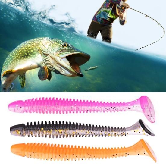 10/30/50Pcs Fishing Lures Soft Baits with T-Tail Vibrant Color Tear-Resistant Reusable Flexible Soft Artificial Lures Fake Baits