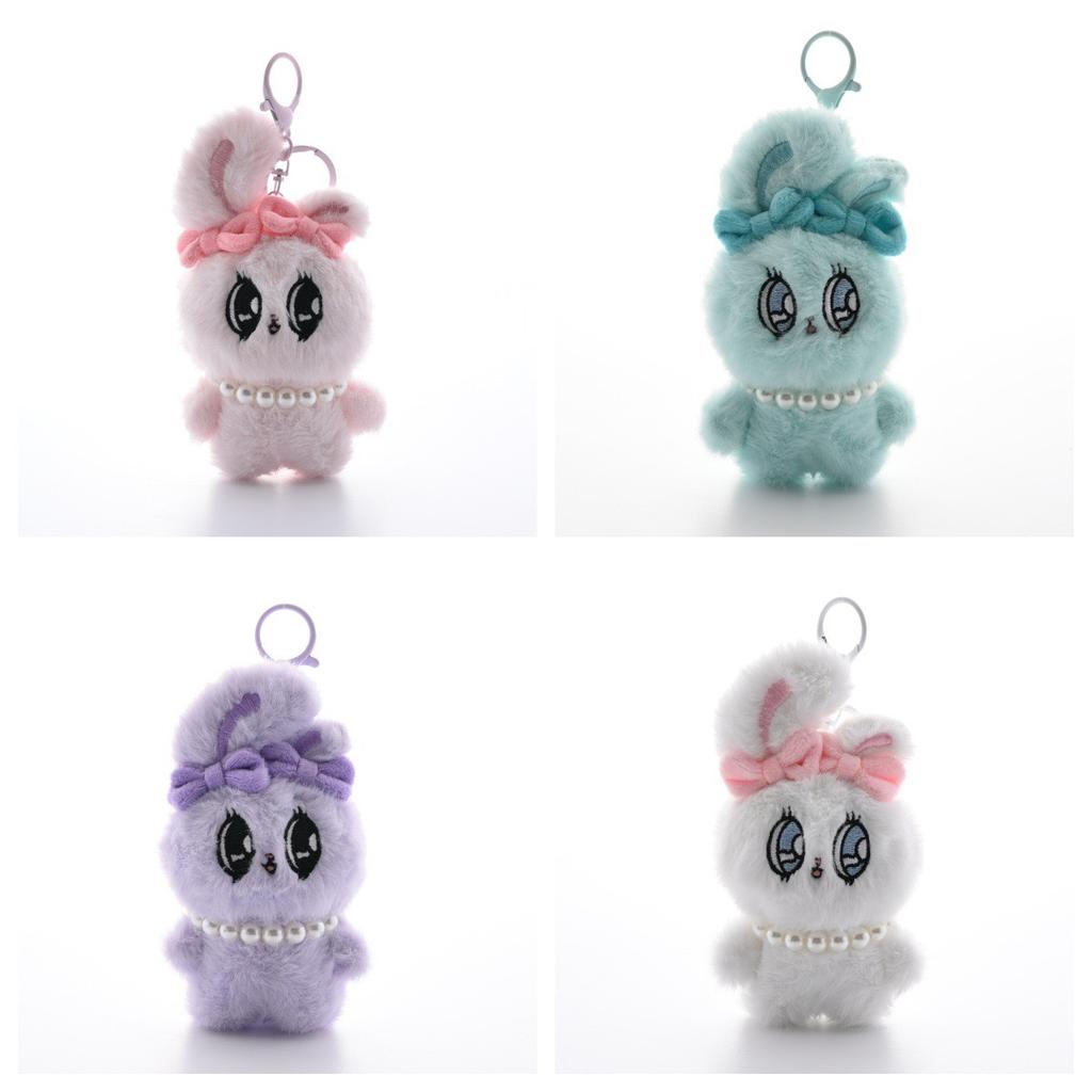 13cm Kawaii Big Eyes Rabbit Plush Toy Sweetheart Bowknot Keychain Lovely Backpack Purse Bag Handbag Stuffed Pendant Gift