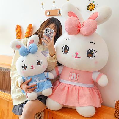 Cute Couple Bunny Stuffed Toy Skirt Little White Rabbit Doll Girl Bed Sleeping Pillow Gift Large Size