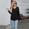 T Shirts For Women Pleated V-Neck Dressy Casual Blouses Printing Short Sleeve Summer Tops Loose Fit