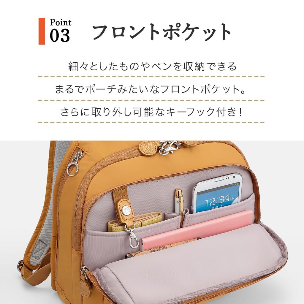 Kanana Project PJ1-4th Rucksack mit Anti-Virus-Tasche, Damen, B5-Größe, Multifunktion, Nein. 67644, Schwarz, H28 x B29 x T10cm
