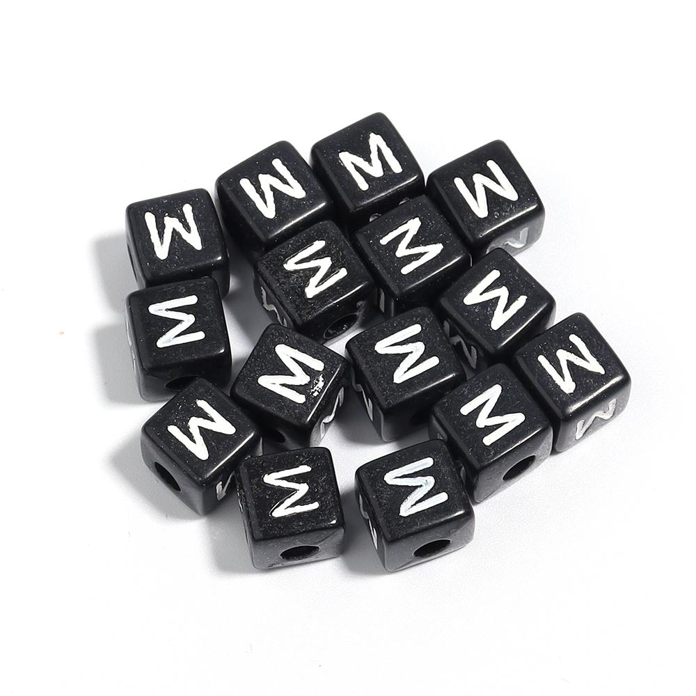 50-100 Stück Schwarze Acryl Buchstabenperlen A-Z Alphabetperlen Würfel Abstandshalterperlen Für DIY Armband Halskette Schmuckherstellung Zubehör