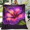 1pc Vibrant Hibiscus Flower Print Reversible Flannel Blanket Soft, Warm, and Versatile for Sofa, Travel, or Gift Contemporary Design with Water Drople