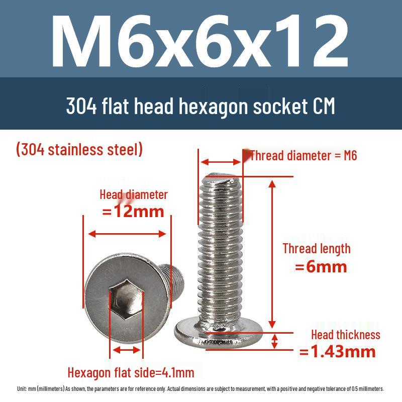

Yigu 304 Stainless Steel Flat Head Hex Socket Screws - M2 to M8 Button Head Machine Screws