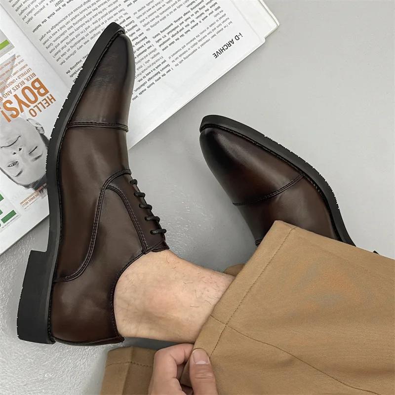 Fashion Men's Dress Shoes High Quality Elegant Wedding Shoes Fashion Slim Fit Pointed Pullover Shoes for Men Breathable Leather Shoe