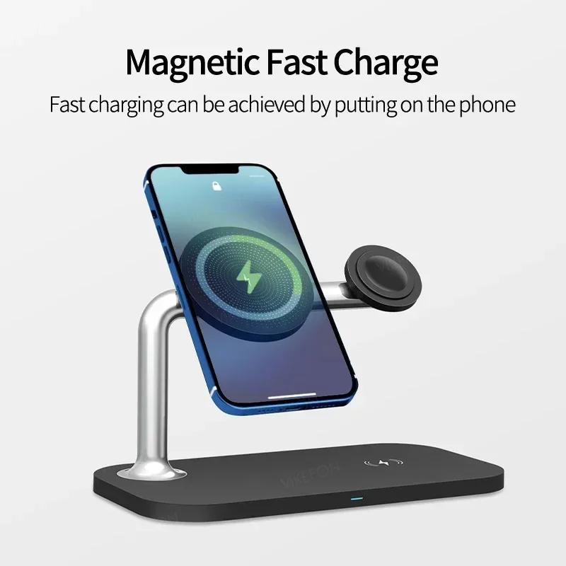 Nowa Magnetyczna Szybka Bezprzewodowa Ładowarka Stojak Uchwyt na Telefon Komórkowy Dla Magsafe iPhone 16 15 14 13 Pro Max Airpods iWatch 6/SE/7