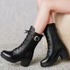 Winter Women's Leather Short Boots Fashion High Heels Women's Ankle Boots Casual Comfortable Warm Women Cotton Shoes Botas Mujer