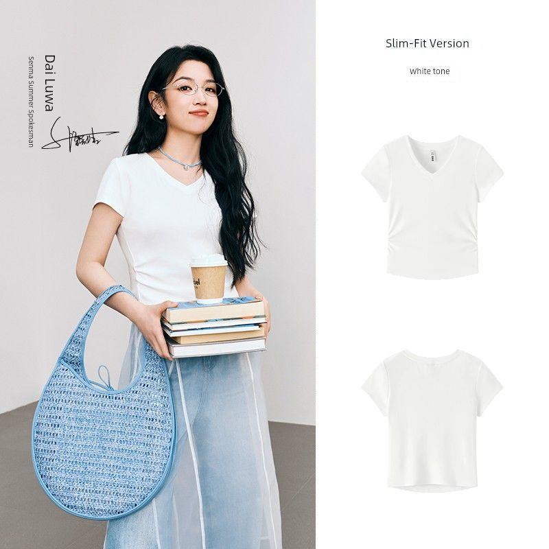 

Dai Luwa s Cool T Mori Horse Short-Sleeved T-shirt Women s Short Silm Shoulder Tight Waist 2025 Summer New Arrival Tops Easiest for Match