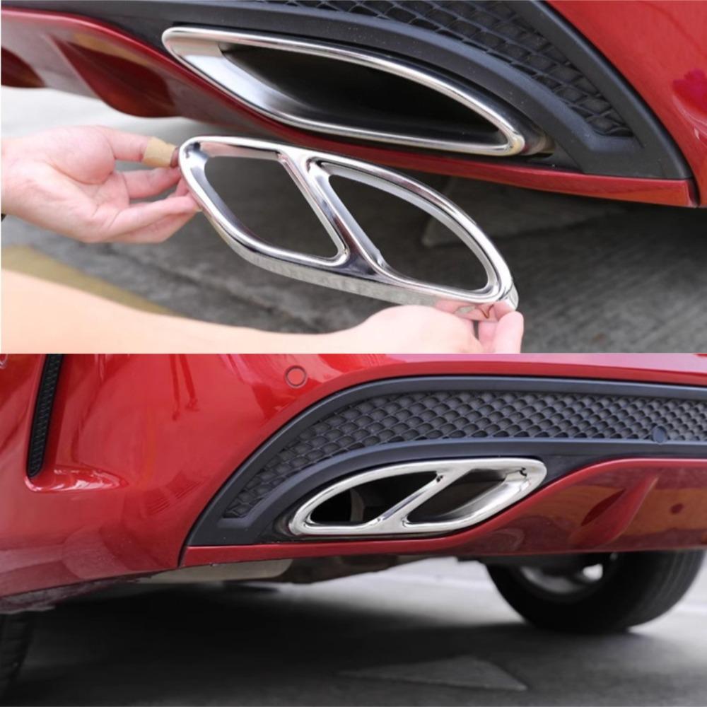 Pour Mercedes Benz Classe A B C E GLA GLC GLE GLS CLS, cadre de protection de l'embout d'échappement arrière en acier inoxydable