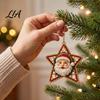 Elegant Holiday Party Supplies 6 Pcs Diamond Art Christmas Ornaments, 2D Flat Pearl Painting Timeless Seasonal Decorations Pattern Hanging Decoration