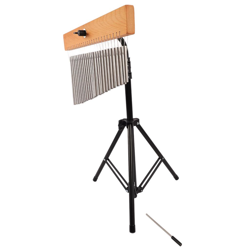 Violin Wind Chime Metal Bar Wood Base Beautiful Clear Sound Wind Chime Decoration with Adjustable Tripod