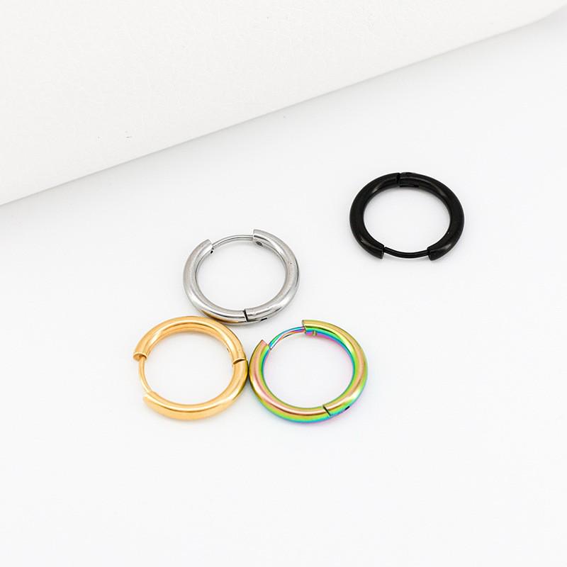 Stainless Steel Double-Sided Round Wire Earrings - European and American Fashion, Versatile and Simple Ins Style