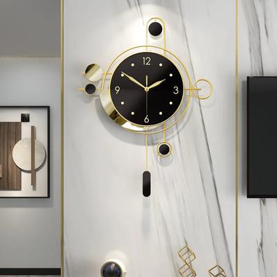 Zegar Ścienny Art Deco Salon Złoty Wahadło Luksusowy Zegar Ścienny Czarny Nowoczesny Design Cichy Nordycki Unikalny Wystrój Domu