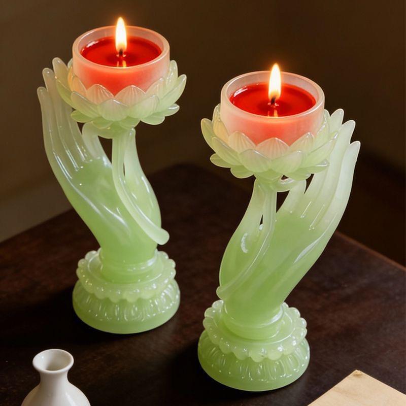 

Lotus Hand Candle Holder & Stand, Artistic Decorative Candlestick, Creative Home Decor 2pcs