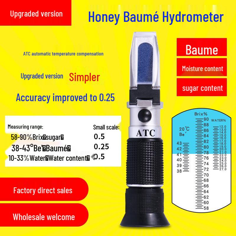 

Handheld Honey Refractometer: Baumé, Sugar, and Water Content Meter