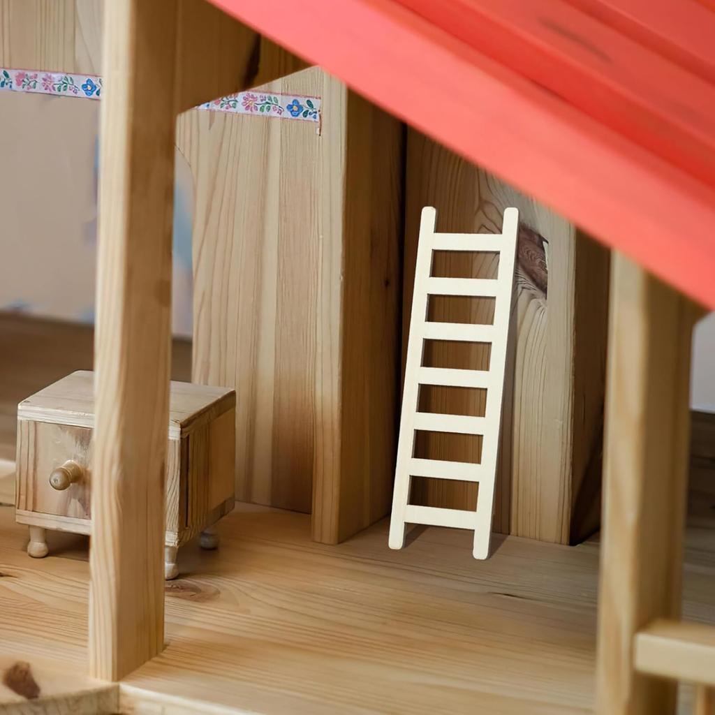 Alasum Miniature Wooden Ladder Set - Tiny Dollhouse Accessories for Diy Craft Projects, Suitable for Mini Landscape Decoration