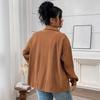 Solid-color Lapel Casual Jacket for Women's Autumn and Winter Shirts